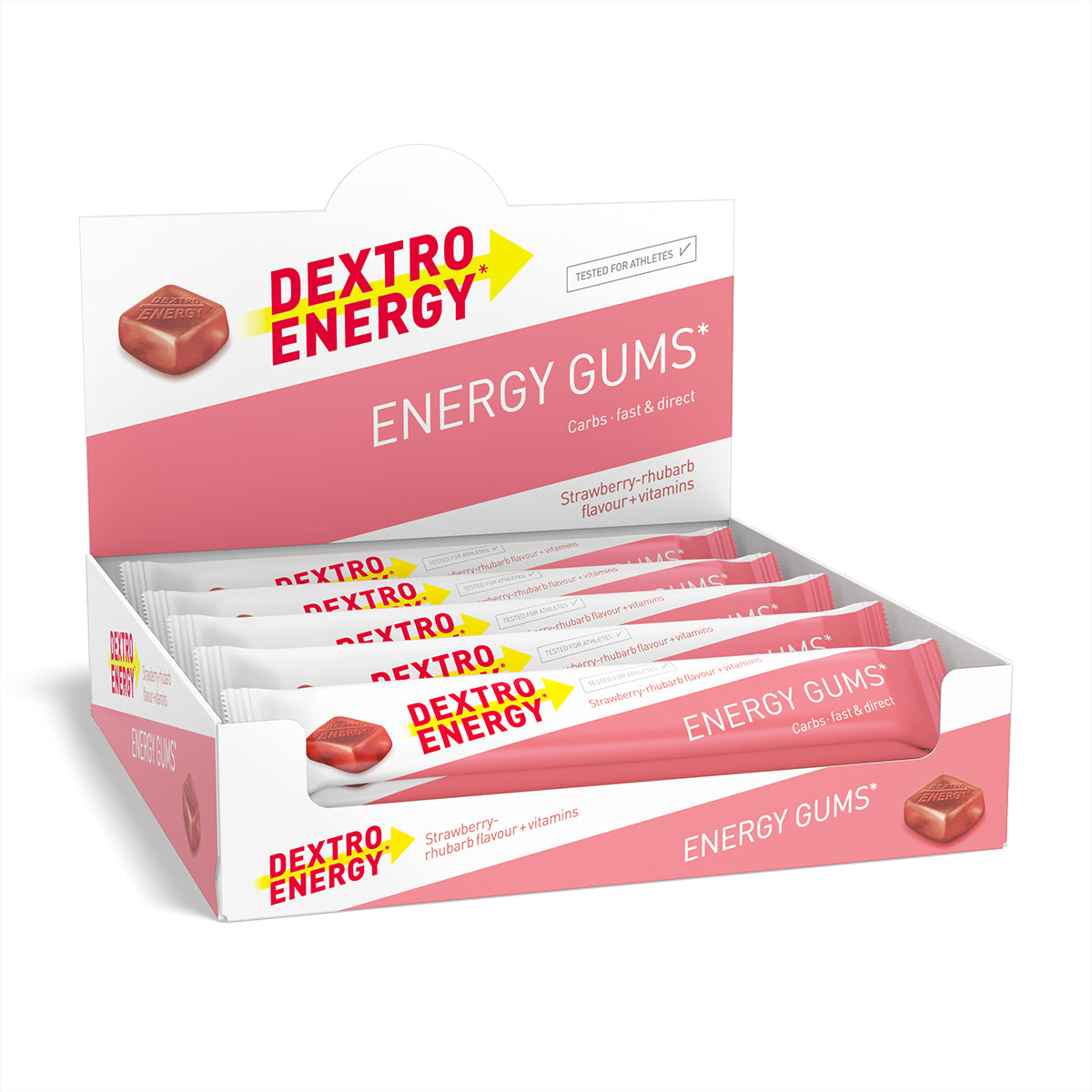 Zextro Energy Gums* Strawberry-rhubarb + vitamins – Dextro Energy*
