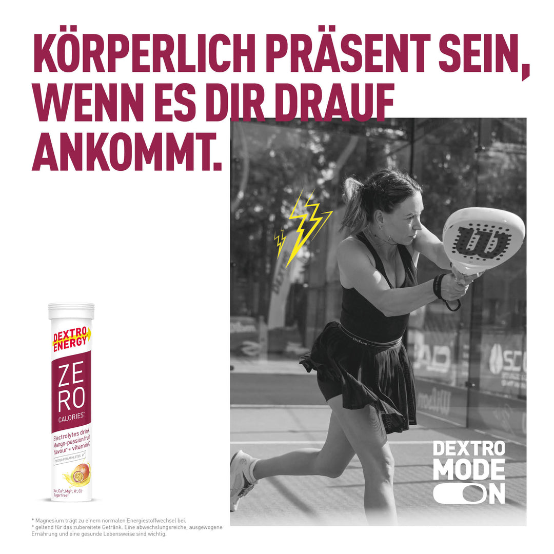 Dextro Energy* Zero Calories° Mango-Passionsfrucht: Elektrolyte