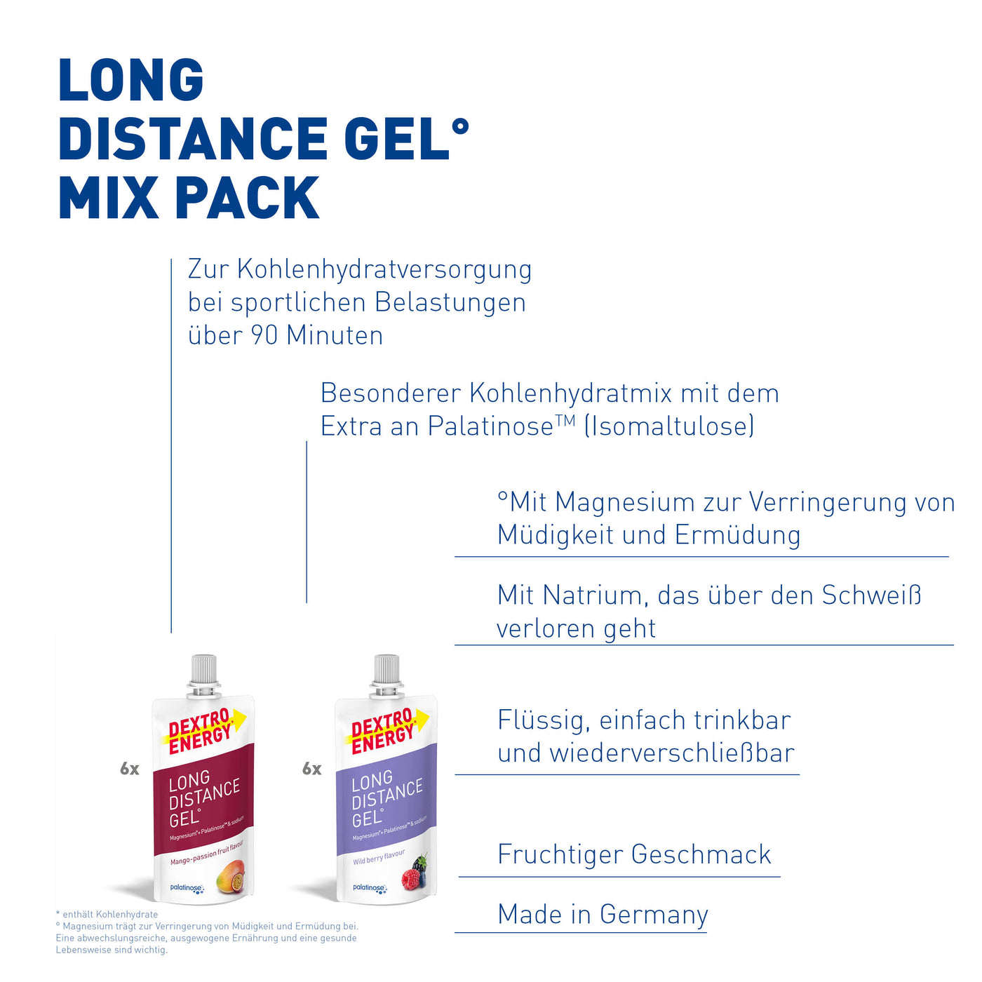 flüssige kohlenhydrate rennrad Dextro Energy* Long Distance Gel° Mix Pack: Energiegel